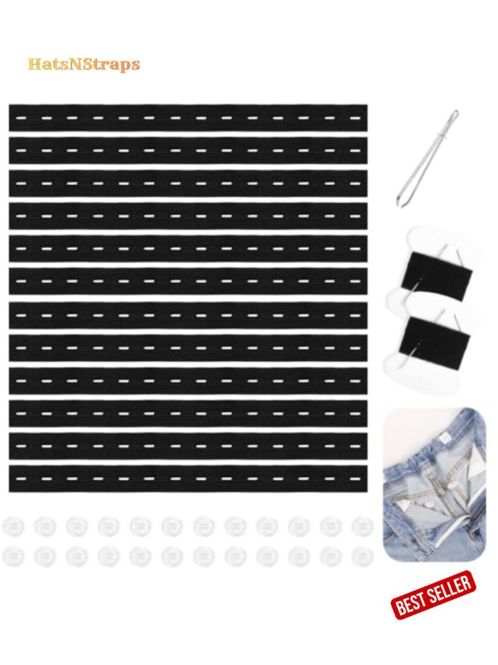 Adjustable Waist Tightener Extender Sewing Kit Elastic Pants Jeans